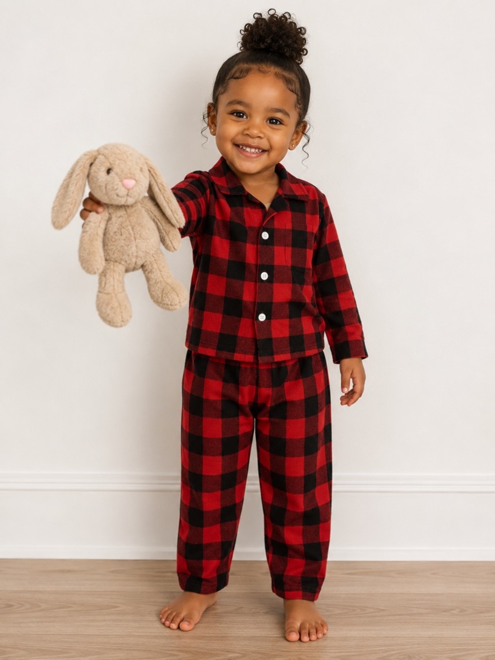 3T Red and Black Plaid Kids Pajama Set